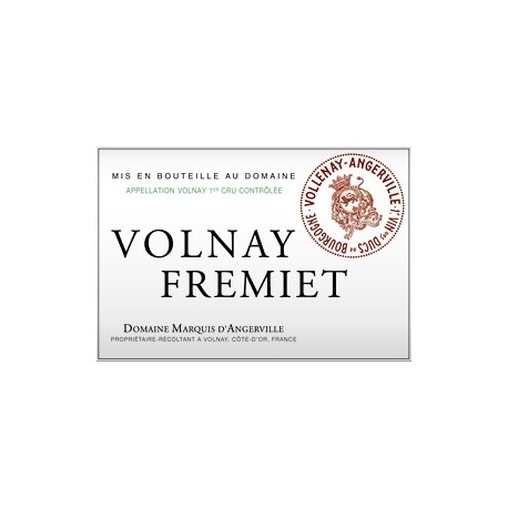 Domaine Marquis d'Angerville Volnay 1er Cru Fremiet 2018 etiquette Domaine Marquis d'Angerville Volnay 1er Cru Fremiet 2018 etiquette