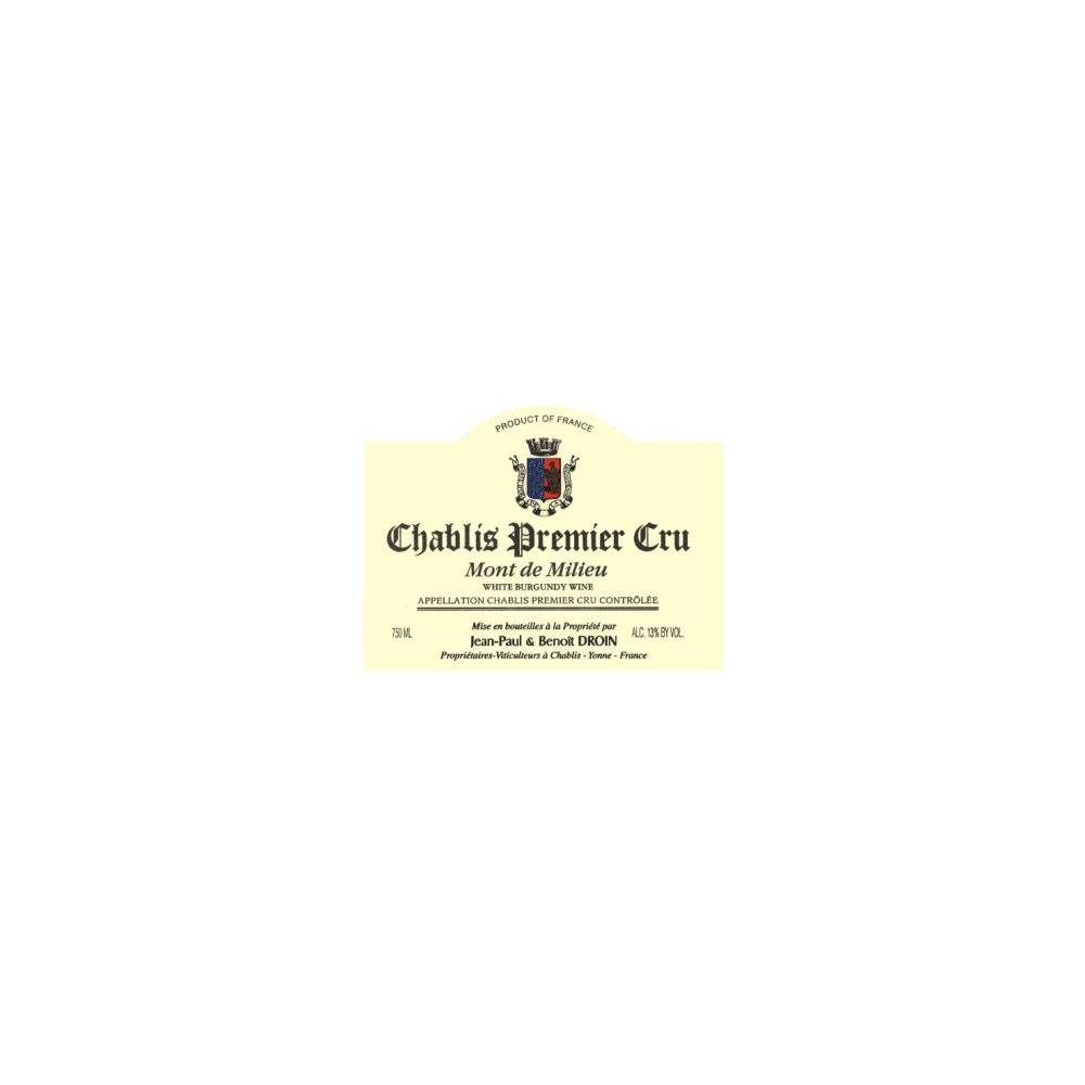 Domaine DroinChablis 1er Cru Mont de Milieu 2019 etiquette