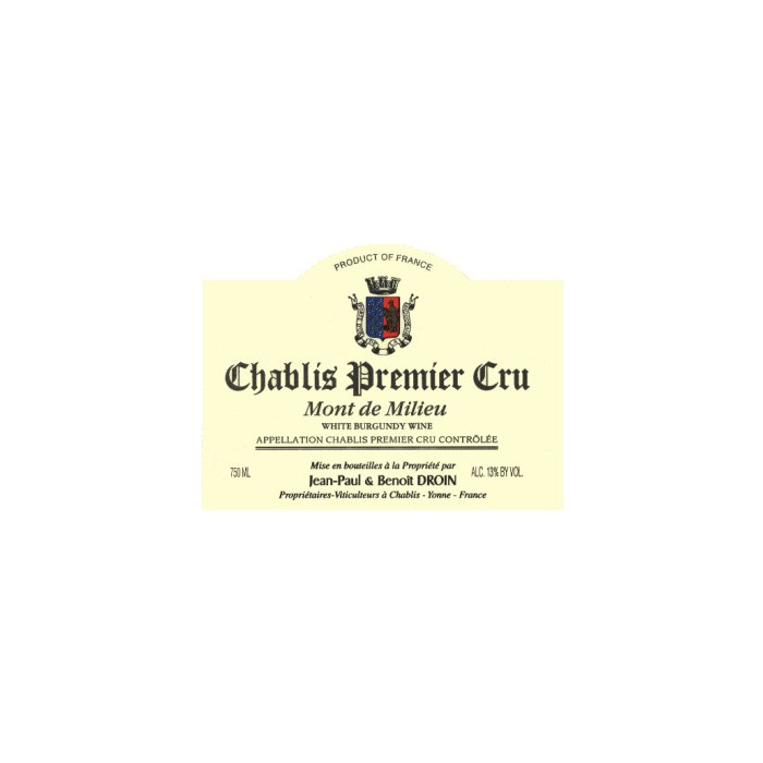 Domaine DroinChablis 1er Cru Mont de Milieu 2019 etiquette