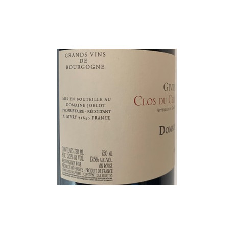 Domaine Joblot Givry 1er Cru Clos du Cellier Aux Moines  rouge 2019 contre