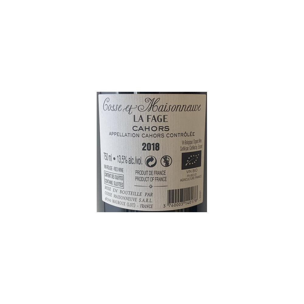 Domaine Cosse-Maisonneuve Cahors "La Fage" red 2018