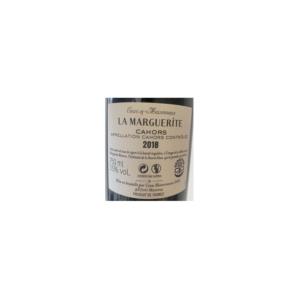 Domaine Cosse-Maisonneuve Cahors "La Marguerite" rouge 2018 contre etiquette