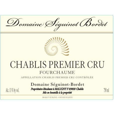 Domaine Séguinot-Bordet Chablis 1er Cru "Fourchaume" blanc sec 2020 etiquette