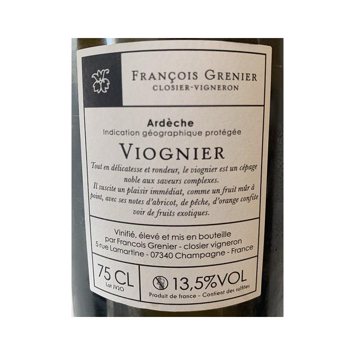 Domaine François Grenier Jardins (Viognier) dry white 2020