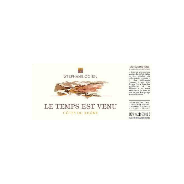 Stéphane Ogier cotes du rhone grenache Le Temps est Venu 2017 etiquette