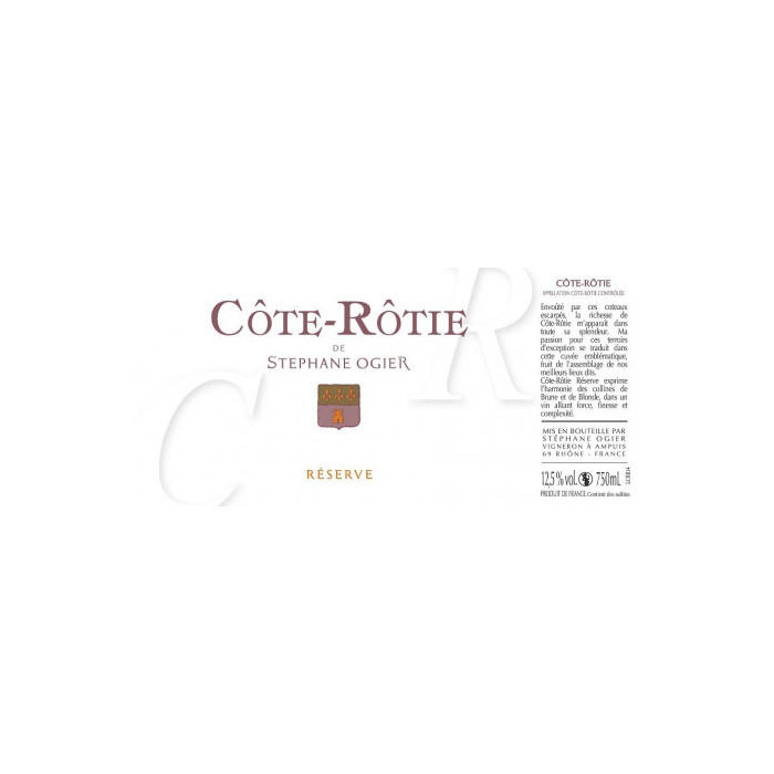 Stephane Ogier Cote Rotie Reserve 2015 etiquette Stephane Ogier Cote Rotie Reserve 2015 etiquette