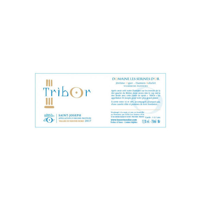 Domaine des Serines d'Or Saint-Joseph TribOr rouge 2017 etiquette Domaine des Serines d'Or Saint-Joseph TribOr rouge 2017 etiquette