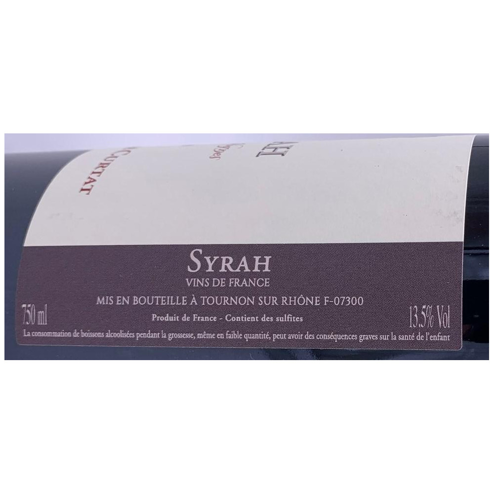 Domaine Curtat "syrah Vieilles Vignes" rouge 2020 contre etiquette