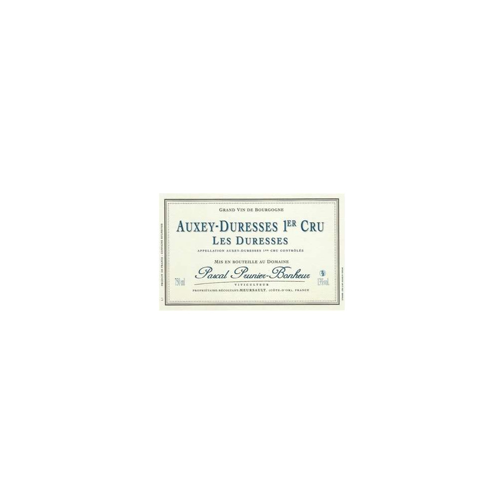 Domaine Prunier-Bonheur Auxey Duresses 1er Cru "Les Duresses" rouge 2019 etiquette