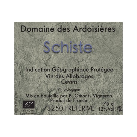 Domaine des Ardoisières "Schiste" blanc sec 2020 etiquette