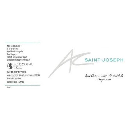 Domaine Aurelien Chatagnier Saint Joseph  blanc sec 2020 etiquette