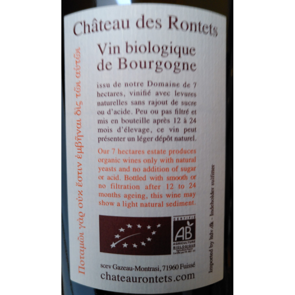 chateau des rontets chardonnay pierrefolle 2018 contre etiquette