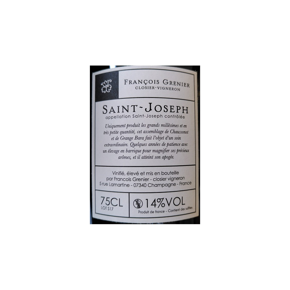 Domaine François Grenier Saint Joseph "Signature" rouge 2017