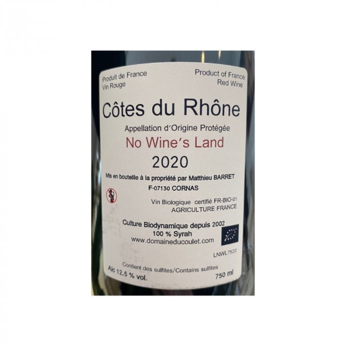 Domaine du Coulet Matthieu Barret Côtes du Rhône "No Wine's Land" red 2020