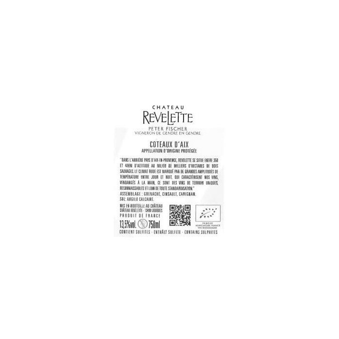 Château Revelette rosé 2021 contre etiquette