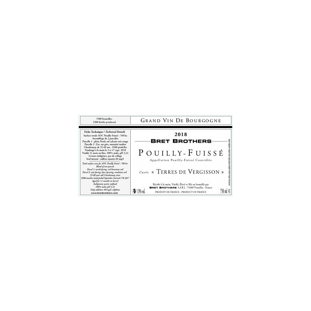 Bret Brothers Pouilly-Fuissé "Terres de Vergisson" dry white 2020