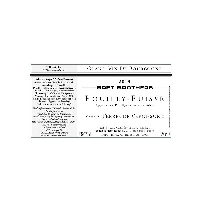 Bret Brothers Pouilly-Fuissé "Terres de Vergisson" dry white 2020