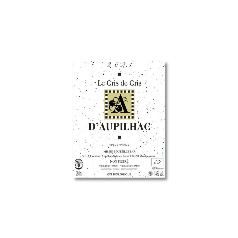 Domaine d'Aupilhac Gris de Gris rose 2021 étiquette