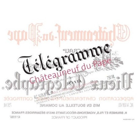 Telegramme 2020 du Vieux Telegraphe a Chateauneuf du Pape etiquette
