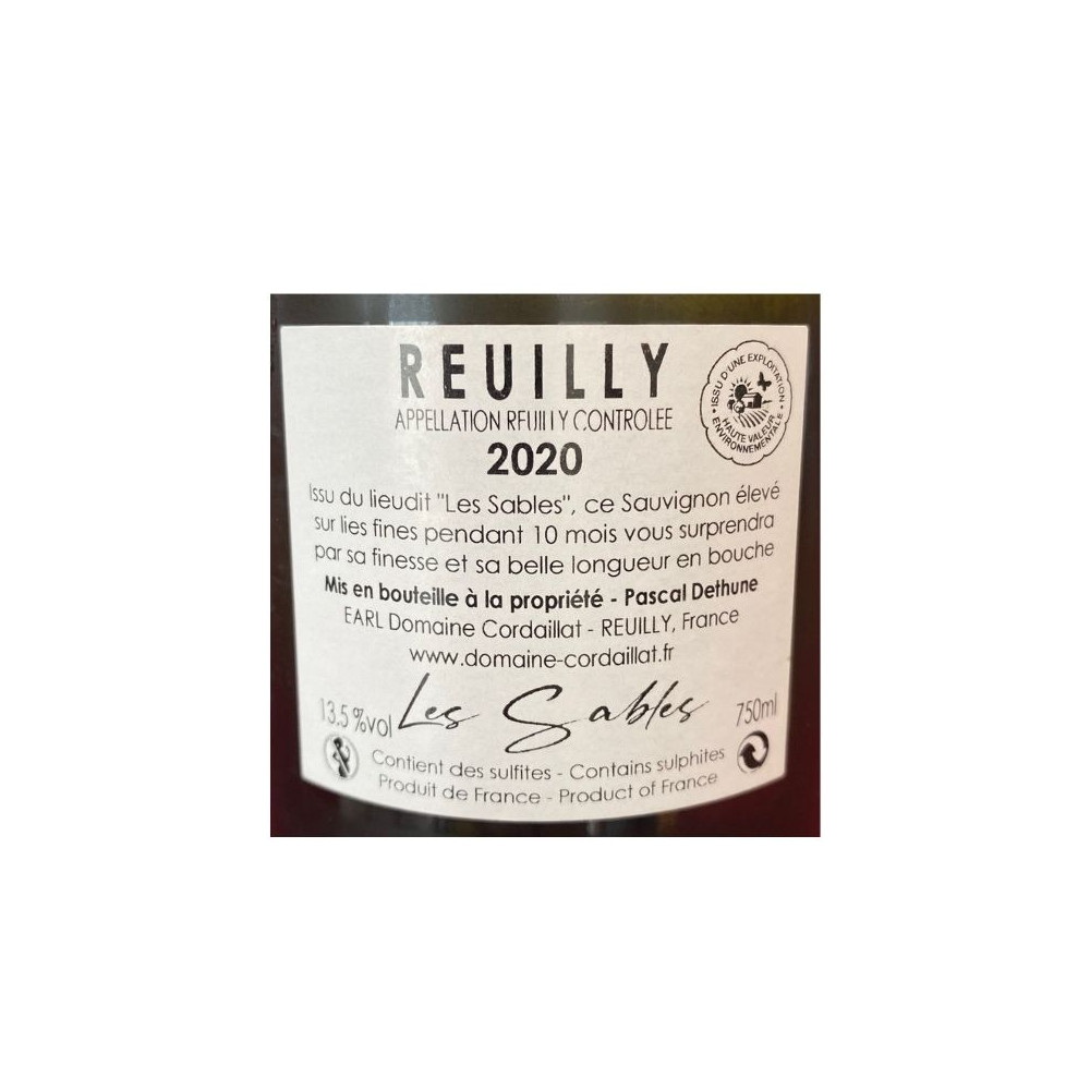 Domaine Cordaillat Reuilly "Les Sables" blanc sec 2020