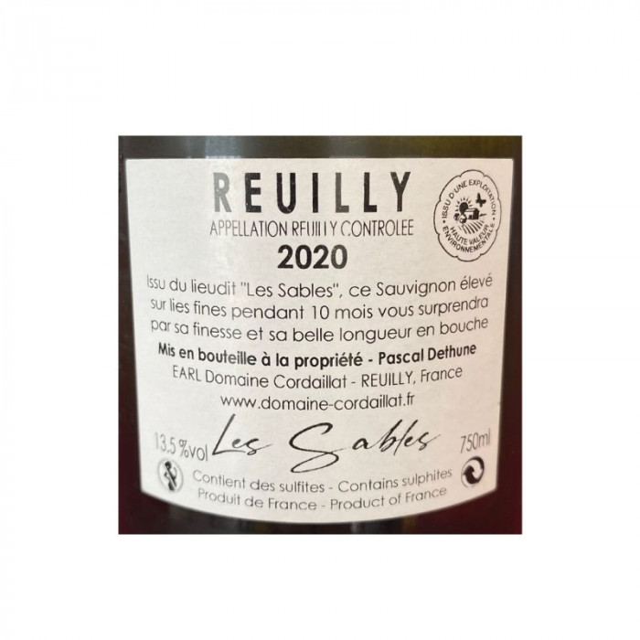 Domaine Cordaillat Reuilly "Les Sables" blanc sec 2020