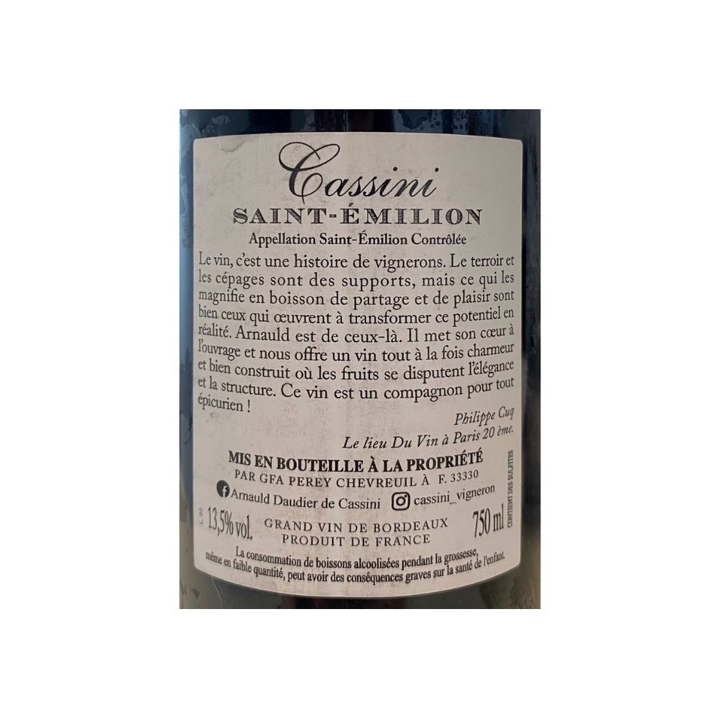 Cassini, Saint-Emilion rouge 2019