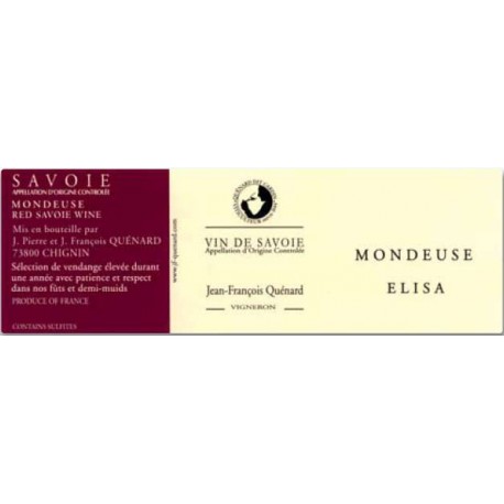 Domaine JP et JF Quenard "Elisa" (mondeuse) rouge 2020 etiquette