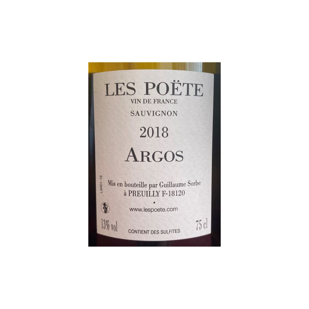 Domaine Les Poëte "Argos" (sauvignon) blanc sec 2018 contre étiquette