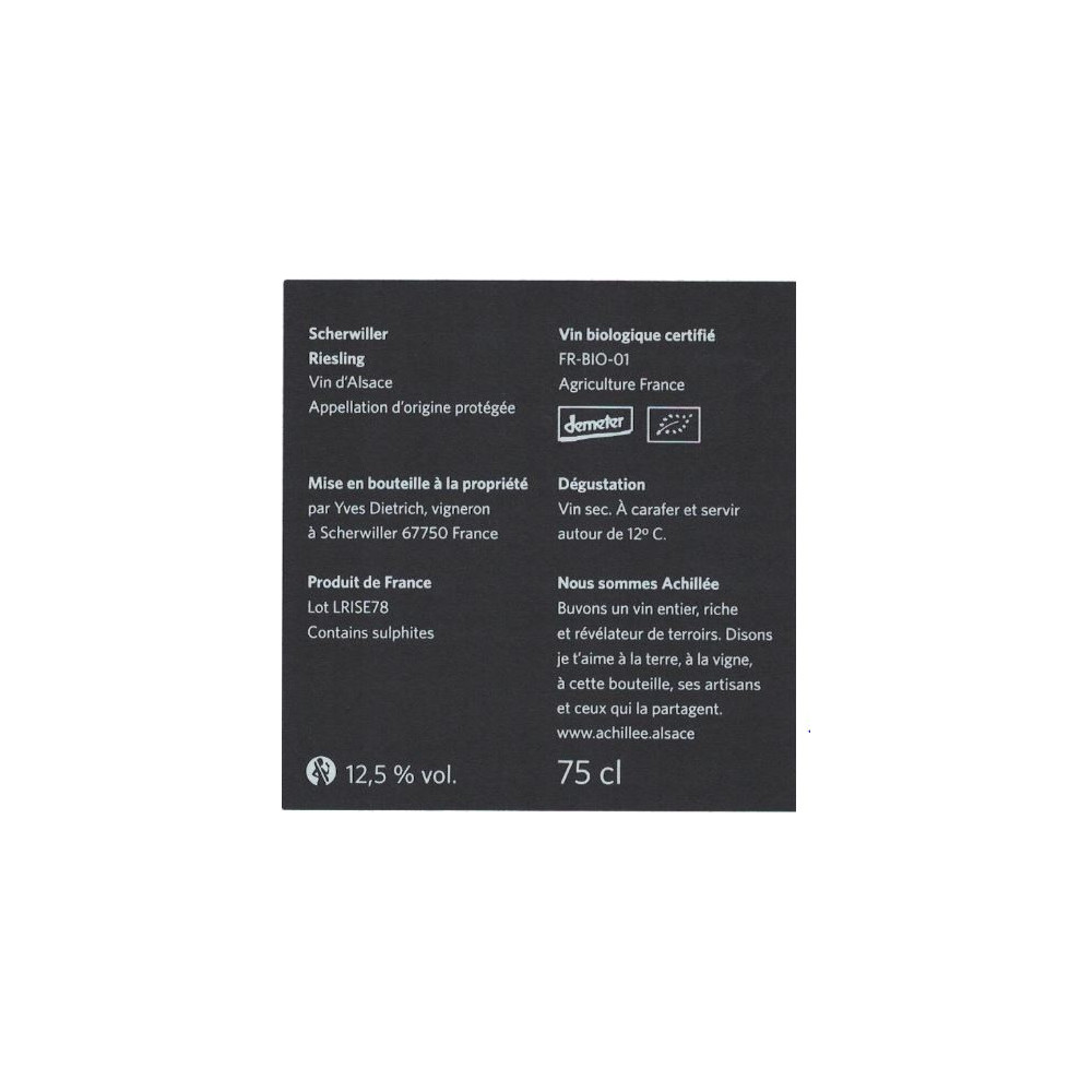 Domaine Achillée Riesling "Scherwiller" dry white 2020