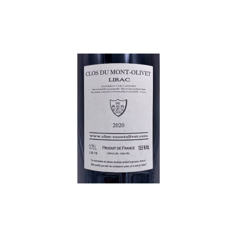 Clos du Mont-Olivet Lirac rouge 2020 étiquette