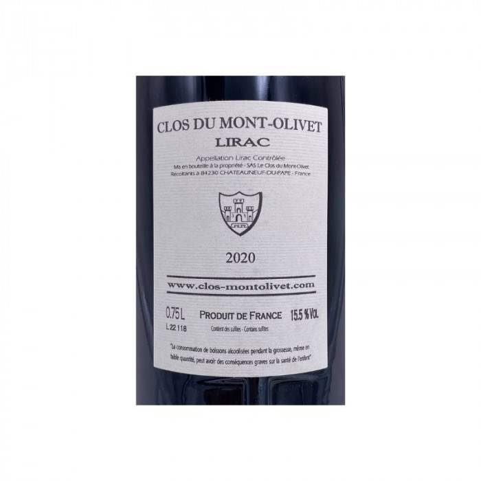Clos du Mont-Olivet Lirac rouge 2020 étiquette