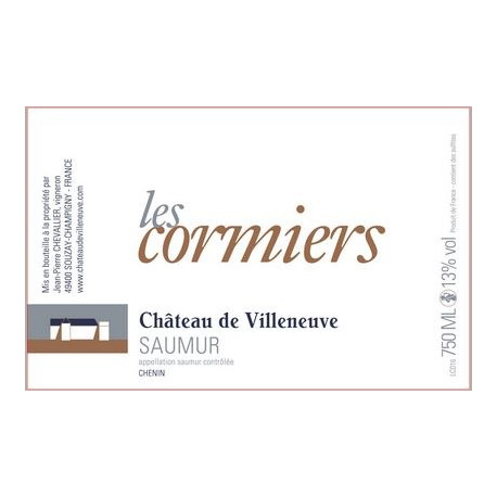 Château de Villeneuve Saumur "Les Cormiers" blanc sec 2020 etiquette