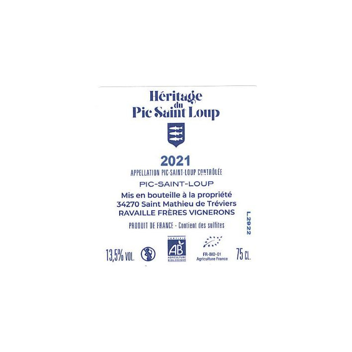 Heritage du Pic Saint-Loup "Tour de Pierres" Red 2021