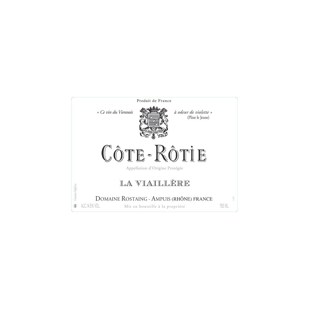 Domaine Rostaing Côte-Rôtie "Viaillère" rouge 2020 étiquette Domaine Rostaing Côte-Rôtie "Viaillère" rouge 2020 étiquette