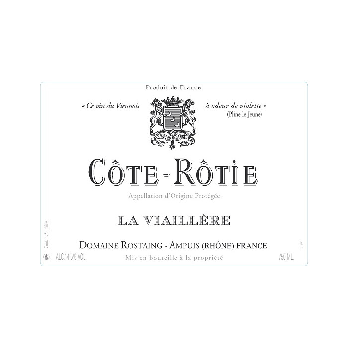 Domaine Rostaing Côte-Rôtie "Viaillère" rouge 2020 étiquette Domaine Rostaing Côte-Rôtie "Viaillère" rouge 2020 étiquette