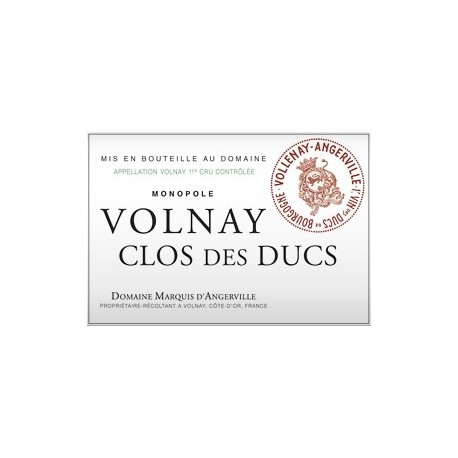 Domaine Marquis d'Angerville Volnay 1er Cru Clos des Ducs 2020 etiquette Domaine Marquis d'Angerville Volnay 1er Cru Clos des Ducs 2020 etiquette