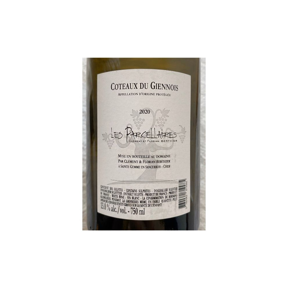 Domaine Berthier Coteaux du Giennois "Terre de Caillotte" blanc sec 2020 contre etiquette