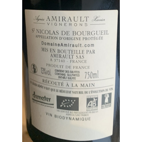 Clos des Quarterons Saint-Nicolas de Bourgueil "Le Vau Renou" rouge 2018 bouteille 2