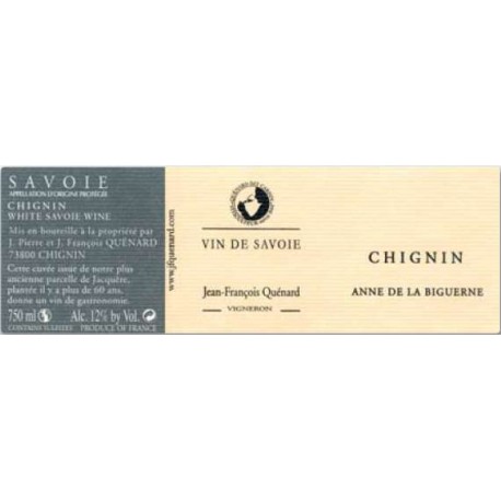 Domaine JP et JF Quenard Chignin "Anne de la Biguerne" (jacquere) blanc sec 2022 etiquette Domaine JP et JF Quenard Chignin "Anne de la Biguerne" (jacquere) blanc sec 2022 etiquette