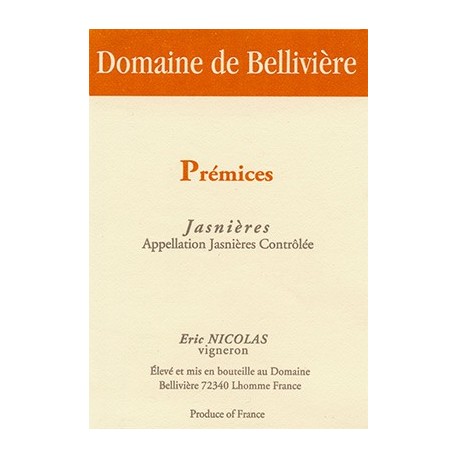 Domaine de Bellivière Jasnières Prémices 2013 Domaine de Bellivière Jasnières Prémices 2013