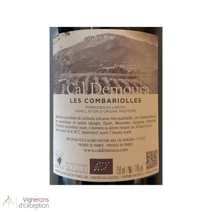 Mas Cal Demoura Terrasses du Larzac "Les Combariolles" rouge 2021 contre étiquette