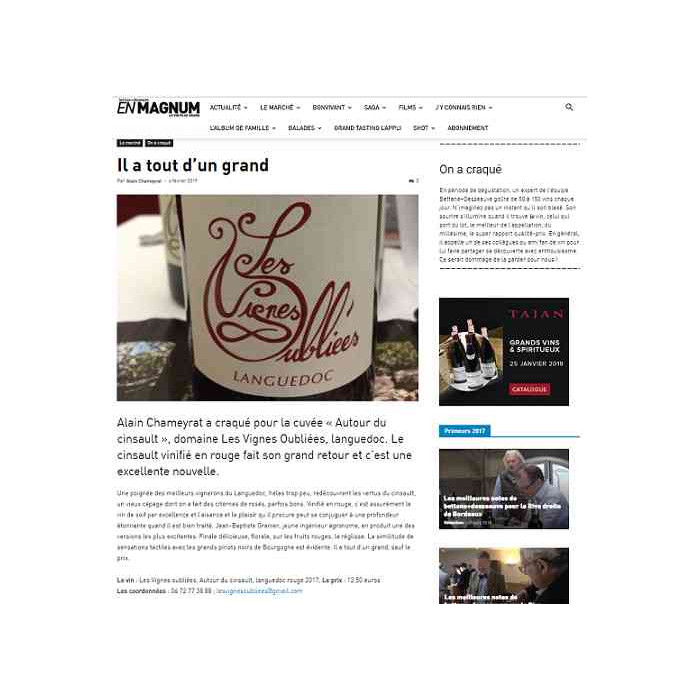 Vignes Oubliees Cinsault en magnum bettane desseauve