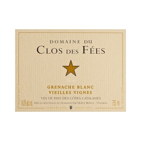 Clos des Fees grenache blanc Vieilles Vignes 2022 etiquette Clos des Fees grenache blanc Vieilles Vignes 2022 etiquette