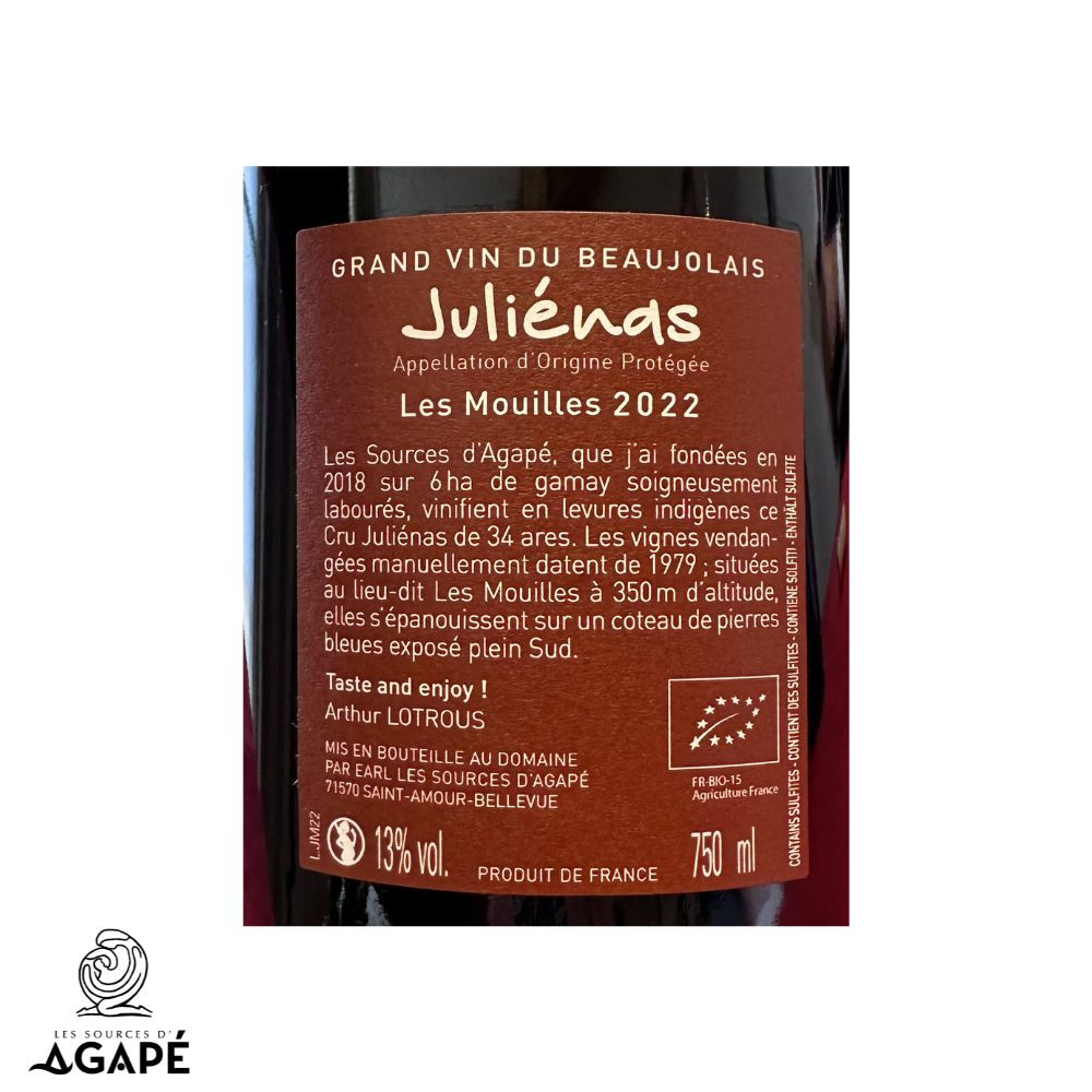 Les Sources d'Agapé Juliénas "Les Fouillouses" rouge 2022