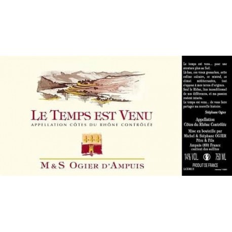 Domaine Michel et Stéphane Ogier "Le Temps est Venu" (Grenache) rouge 2013 (75 cl) Domaine Michel et Stéphane Ogier "Le Temps est Venu" (Grenache) rouge 2013 (75 cl)
