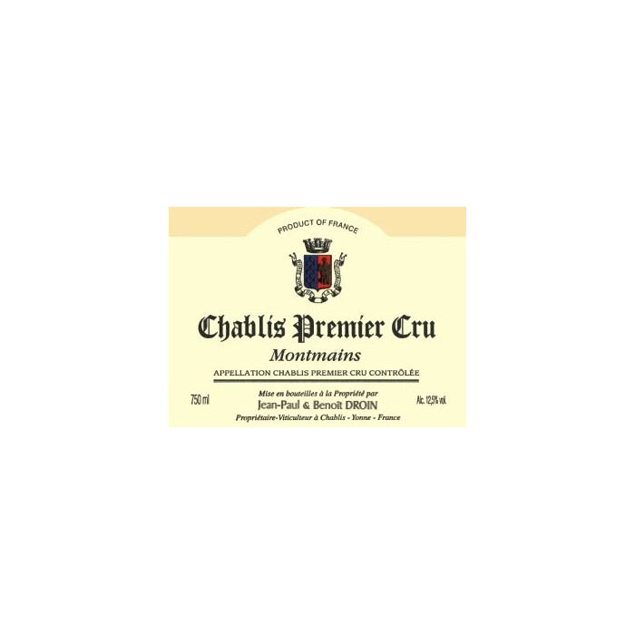 Domaine J-P et Benoit Droin Chablis 1er Cru Montmains 2022 étiquette