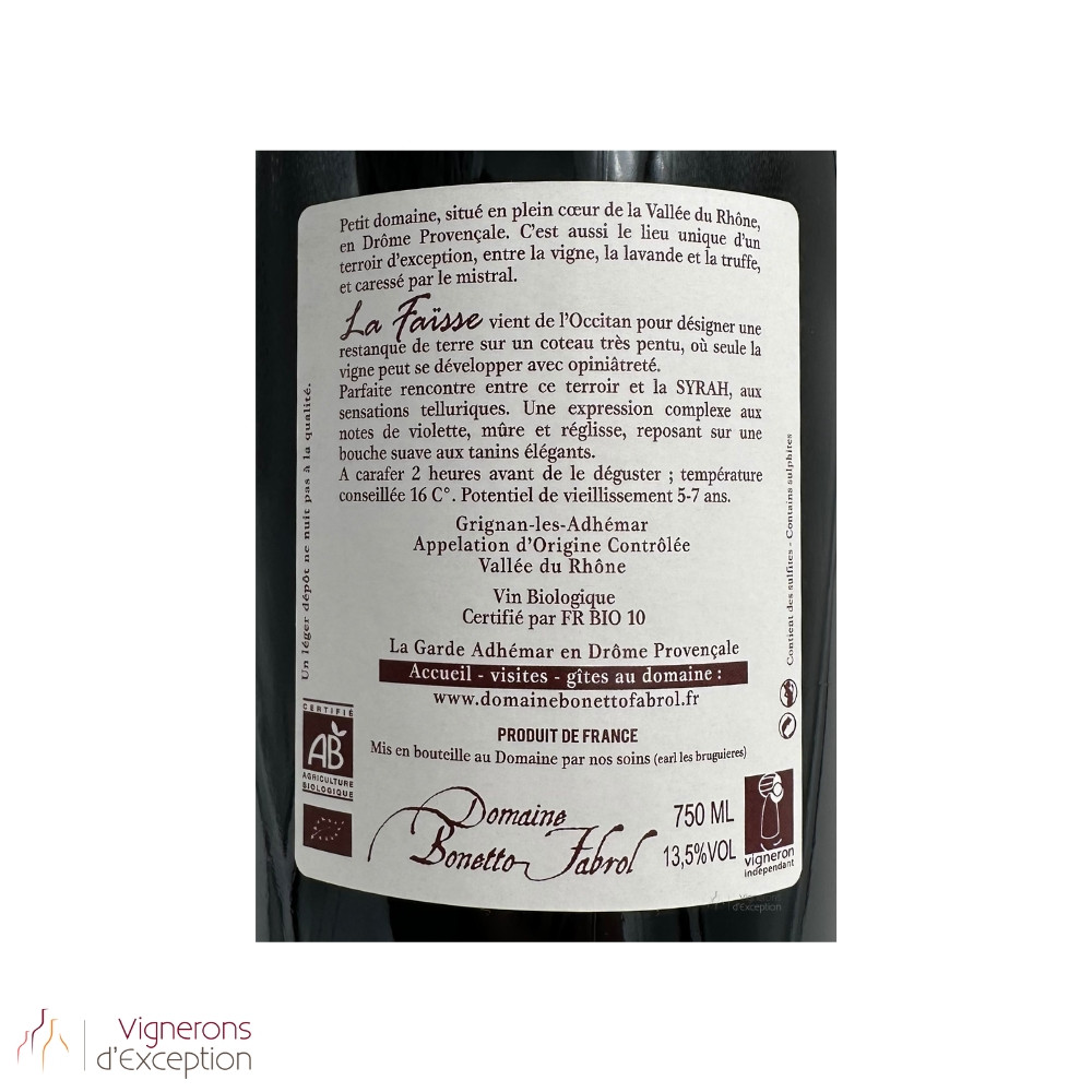 Domaine Bonetto-Fabrol Grignan-les-Adhémar "La Faïsse" rouge 2022