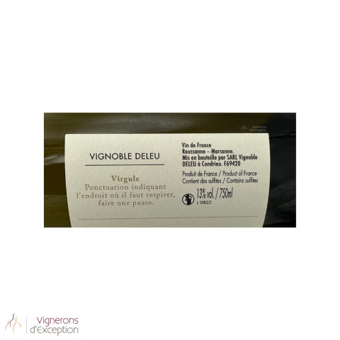 Bryan Deleu VdF "Virgule" (roussanne/marsanne) blanc sec 2021 2