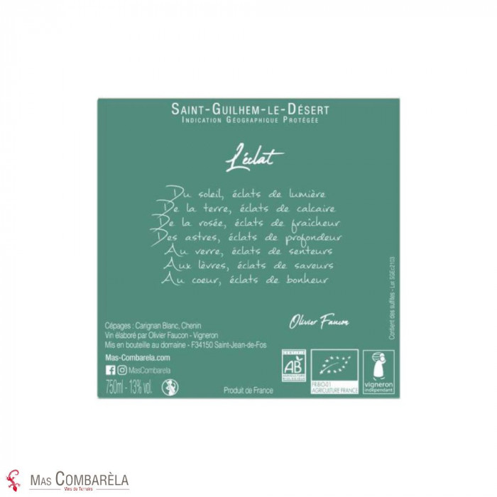 Mas Combarèla "L'éclat" dry white 2021