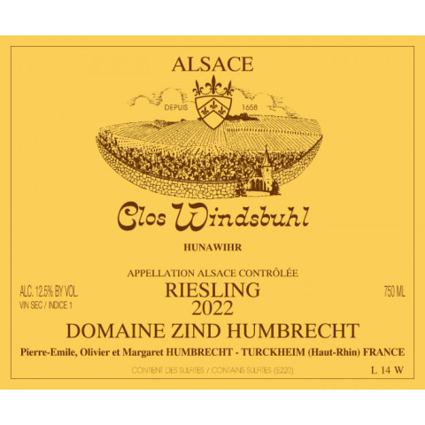 Domaine Zind-Humbrecht Riesling "Clos Windsbuhl" blanc sec 2022 bouteille 2
